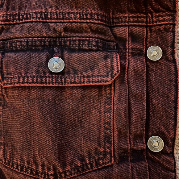 Hudson Jeans Jacket - Women's Medium Red - Denim Trucker Shearling - Picture 6 of 13